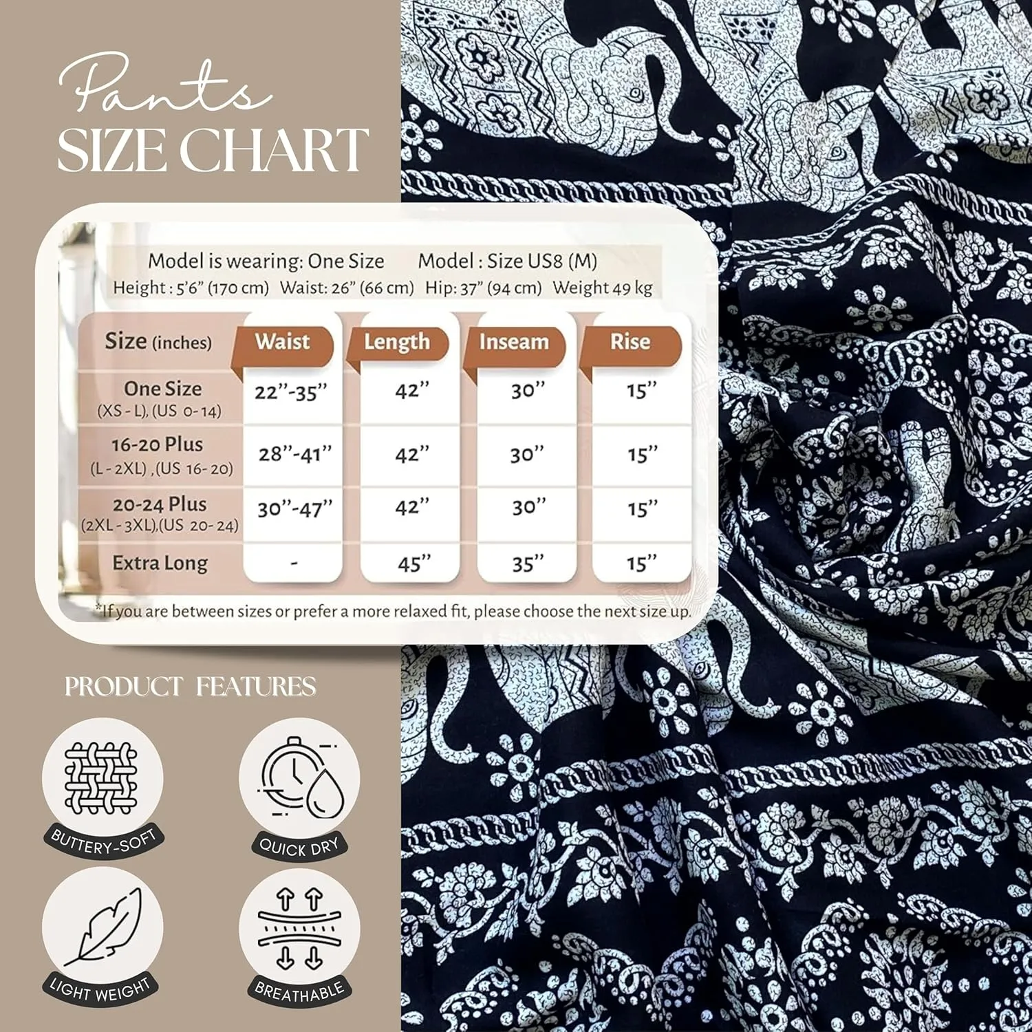 B BANGKOK PANTS Women's Boho Palazzo Pants Yoga Wide Leg Pants