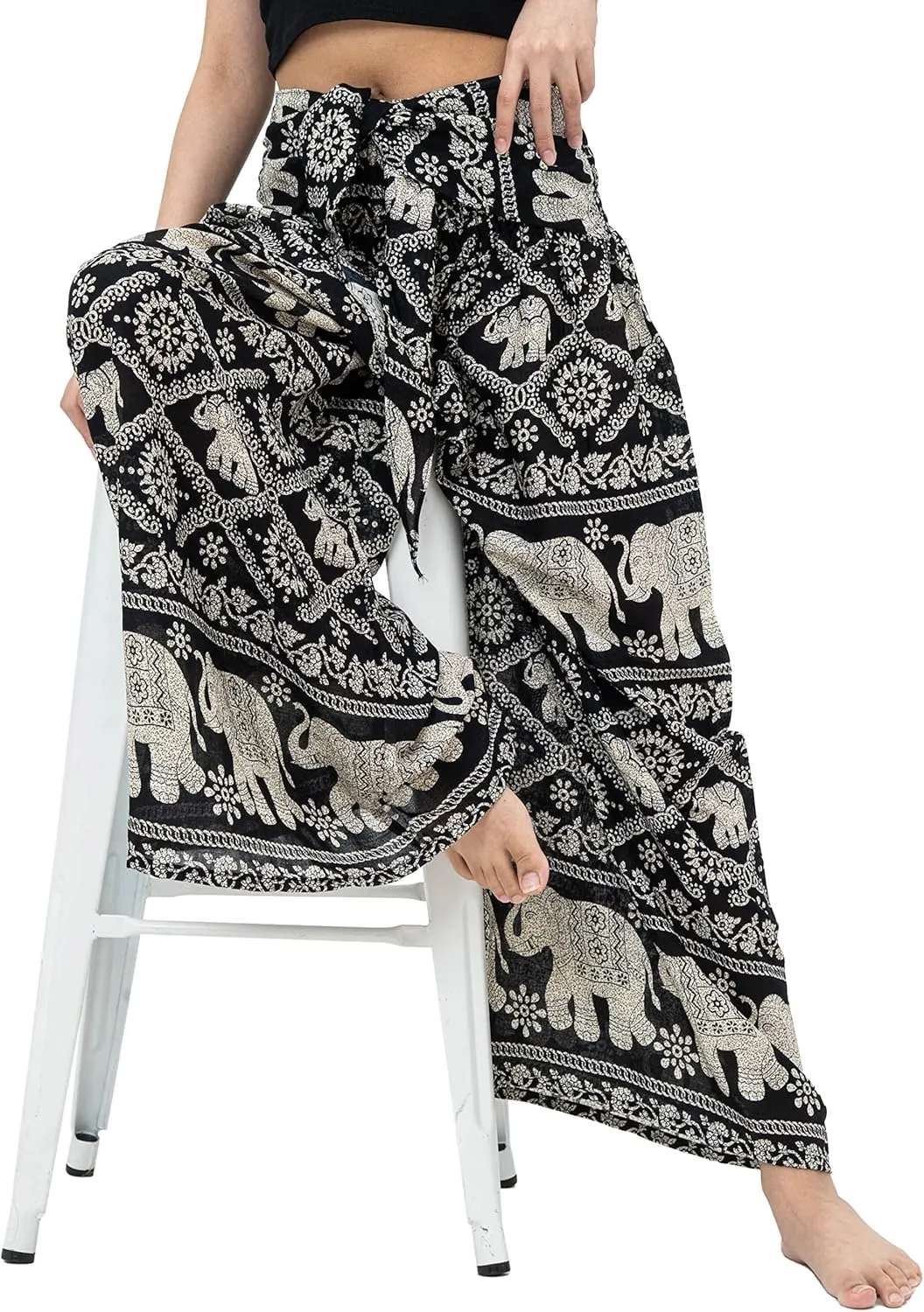 B BANGKOK PANTS Women's Boho Palazzo Pants Yoga Wide Leg Pants