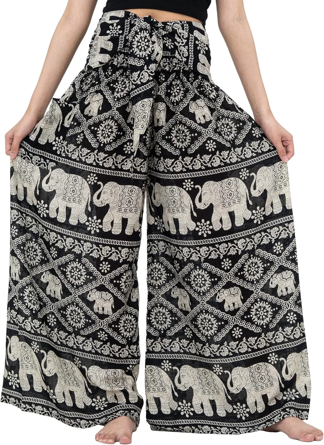 B BANGKOK PANTS Women's Boho Palazzo Pants Yoga Wide Leg Pants