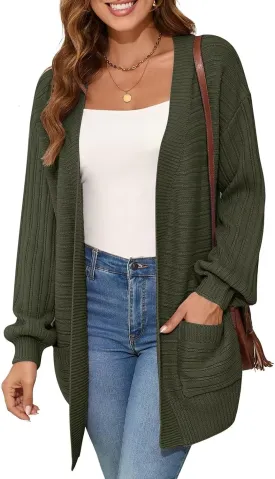 BELAROI Plus Size Cardigan Sweater for Women Cable Knit Open Front Casual Long Sleeve