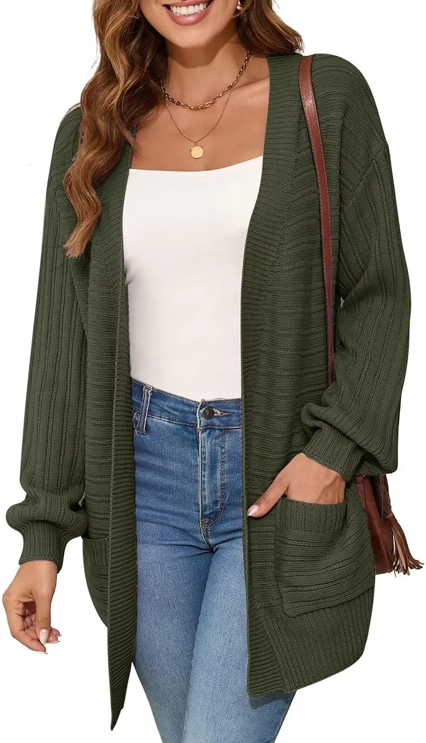 BELAROI Plus Size Cardigan Sweater for Women Cable Knit Open Front Casual Long Sleeve