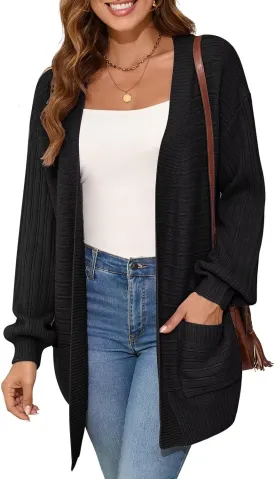 BELAROI Plus Size Cardigan Sweater for Women Cable Knit Open Front Casual Long Sleeve