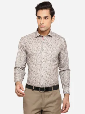 Cement Grey Printed Slim Fit Party Wear Shirt | Greenfibre