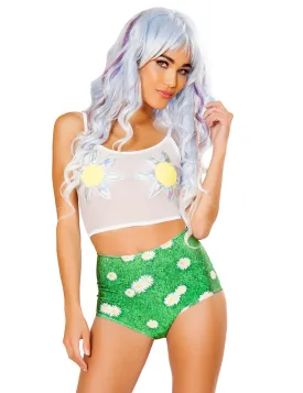 Daisies on Grass High-Waist Short