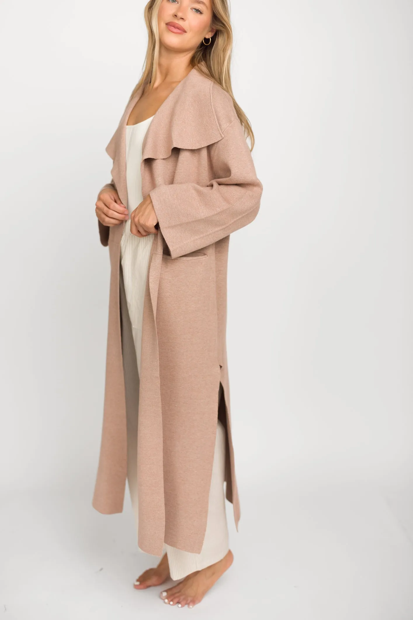 Elsa Sweater Coat in Beige