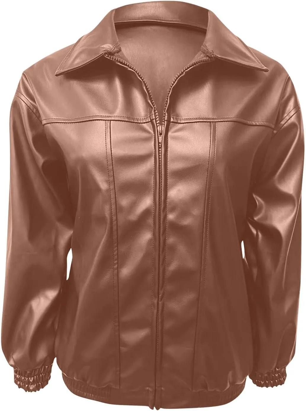 Faux Leather Jacket for Women Lapel Oversized Motorcycle Jacket Zip Up Bomber Coats Winter Fashion 2025 Fall Outfits