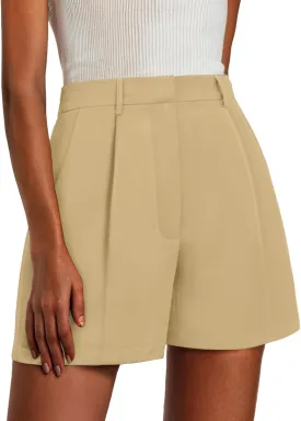Feiersi Womens Shorts Dressy Casual Elastic Waisted Tailored Work Shorts with Pockets