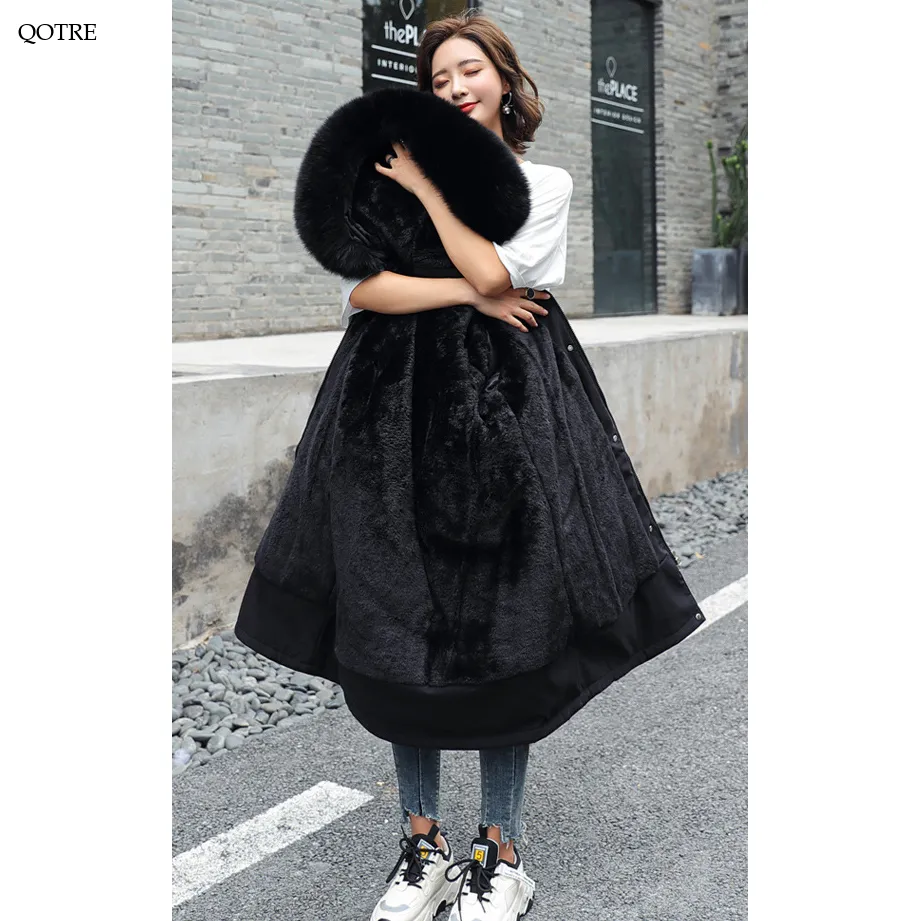 Fleece-Lined Thigh-Length Fur Collar Parka