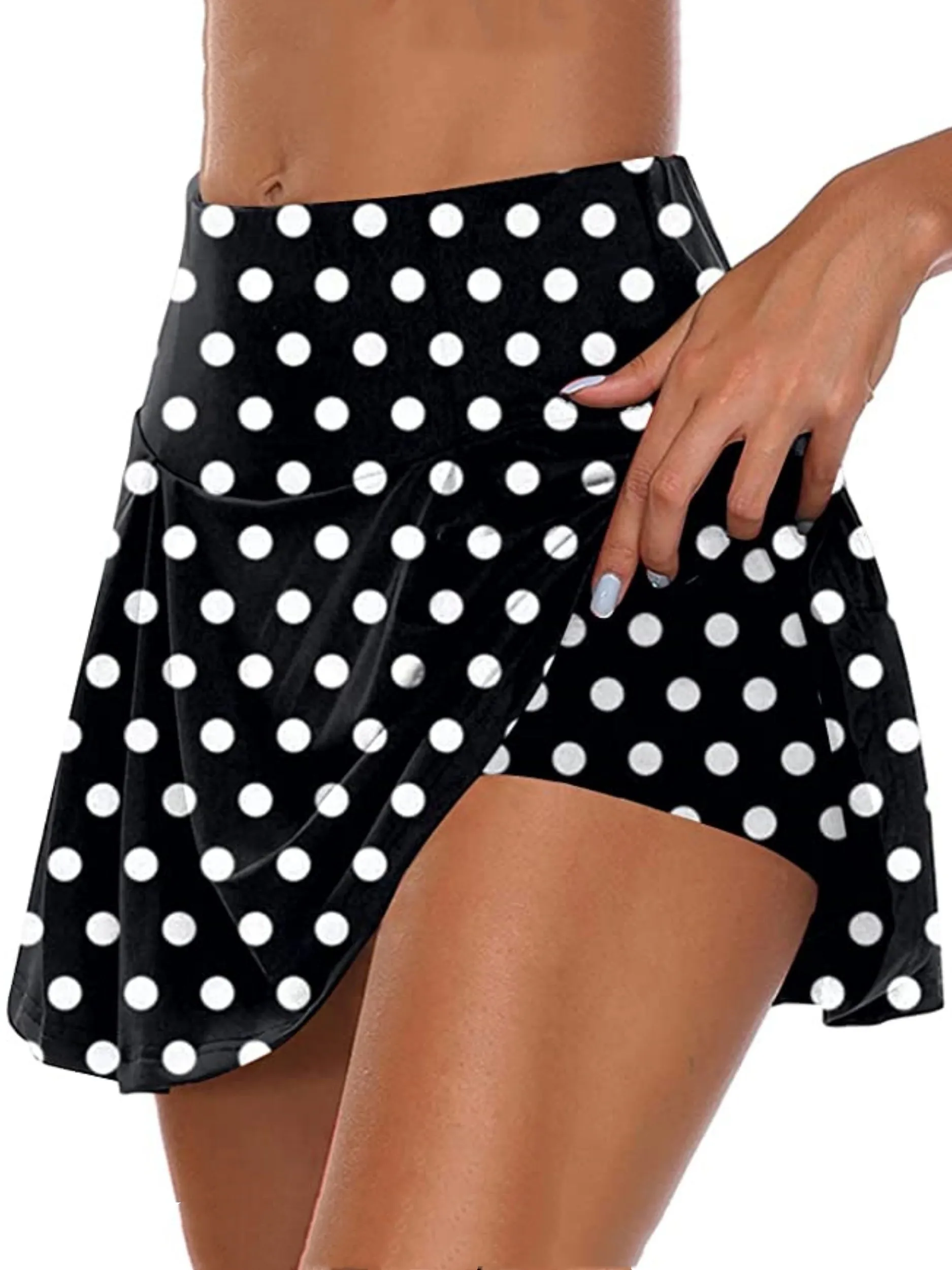 High Waist Solid Summer Skort Shorts for Womens Sports Fashion