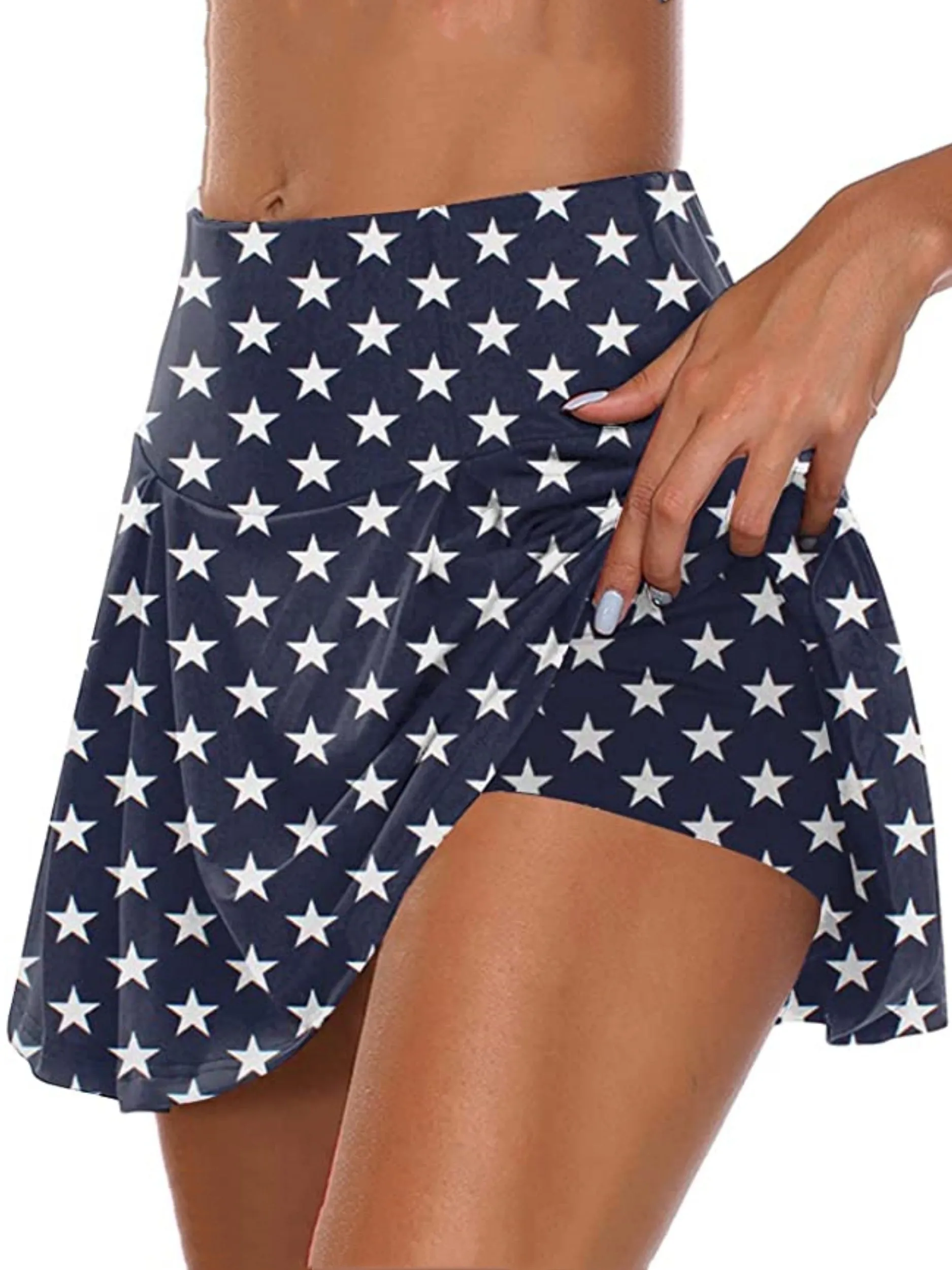High Waist Solid Summer Skort Shorts for Womens Sports Fashion