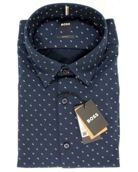 Hugo Boss Shirt Midnight Blue Pattern - Slim Fit XXXL SALE