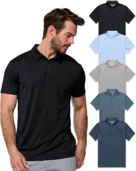 INTO THE AM Performance Dri Fit Polo Shirts for Men S-4XL - Quick Dry Moisture Wicking Athletic Sport Collar Work Shirts