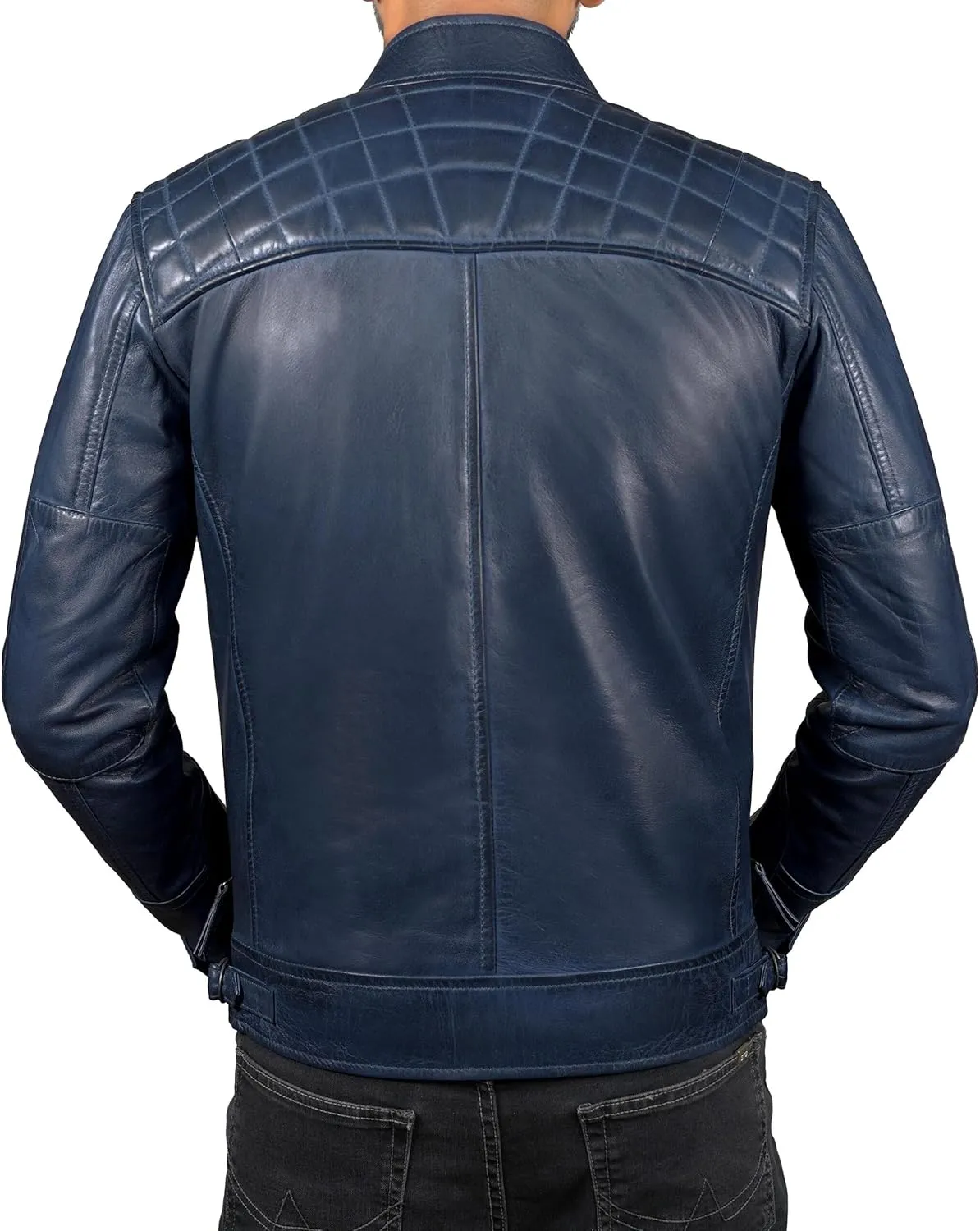 Leather Jacket Men - Cafe Racer Mens Jackets Casual Stylish Motorcycle Jacket - Lambskin Men's Biker Leather Jackets For Men