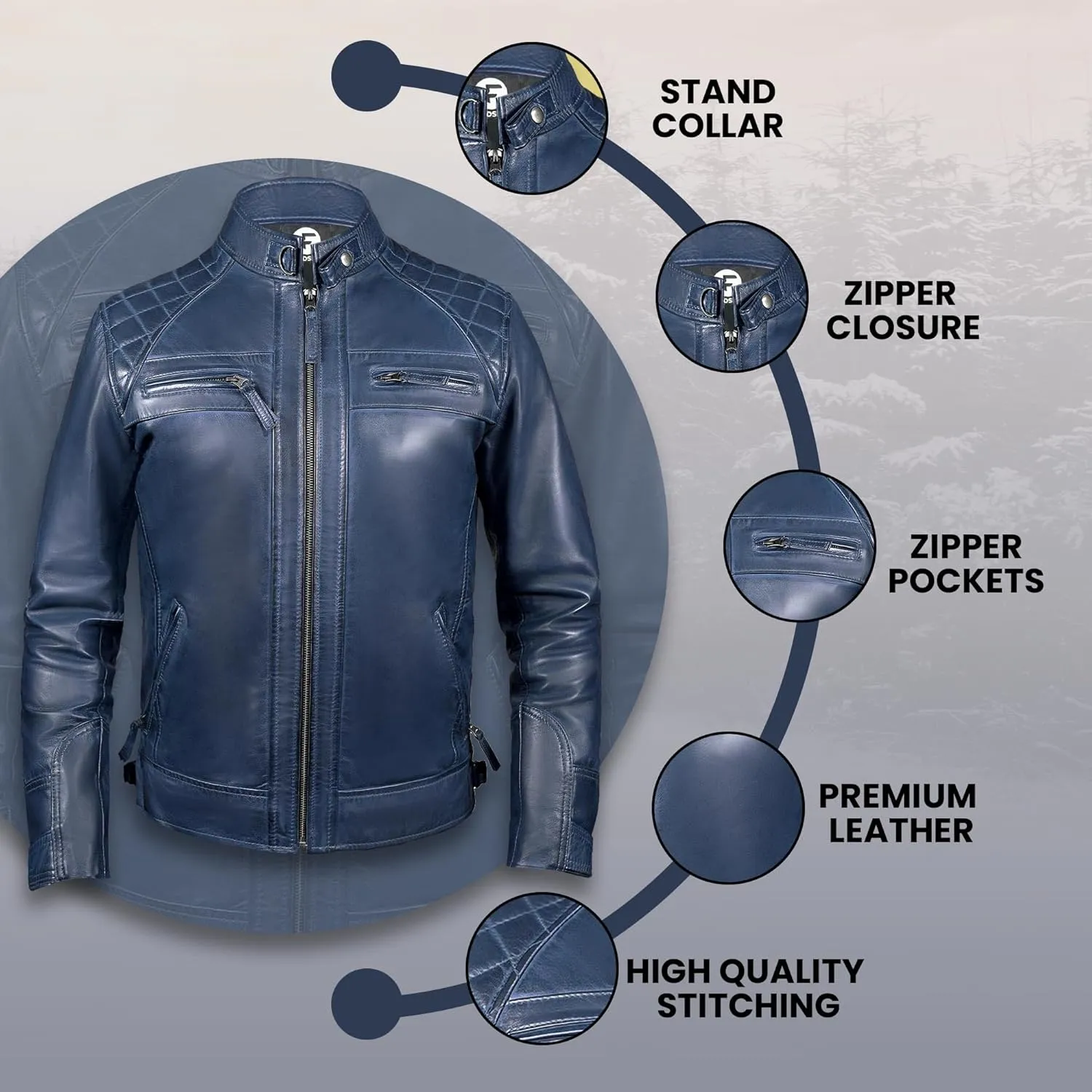 Leather Jacket Men - Cafe Racer Mens Jackets Casual Stylish Motorcycle Jacket - Lambskin Men's Biker Leather Jackets For Men