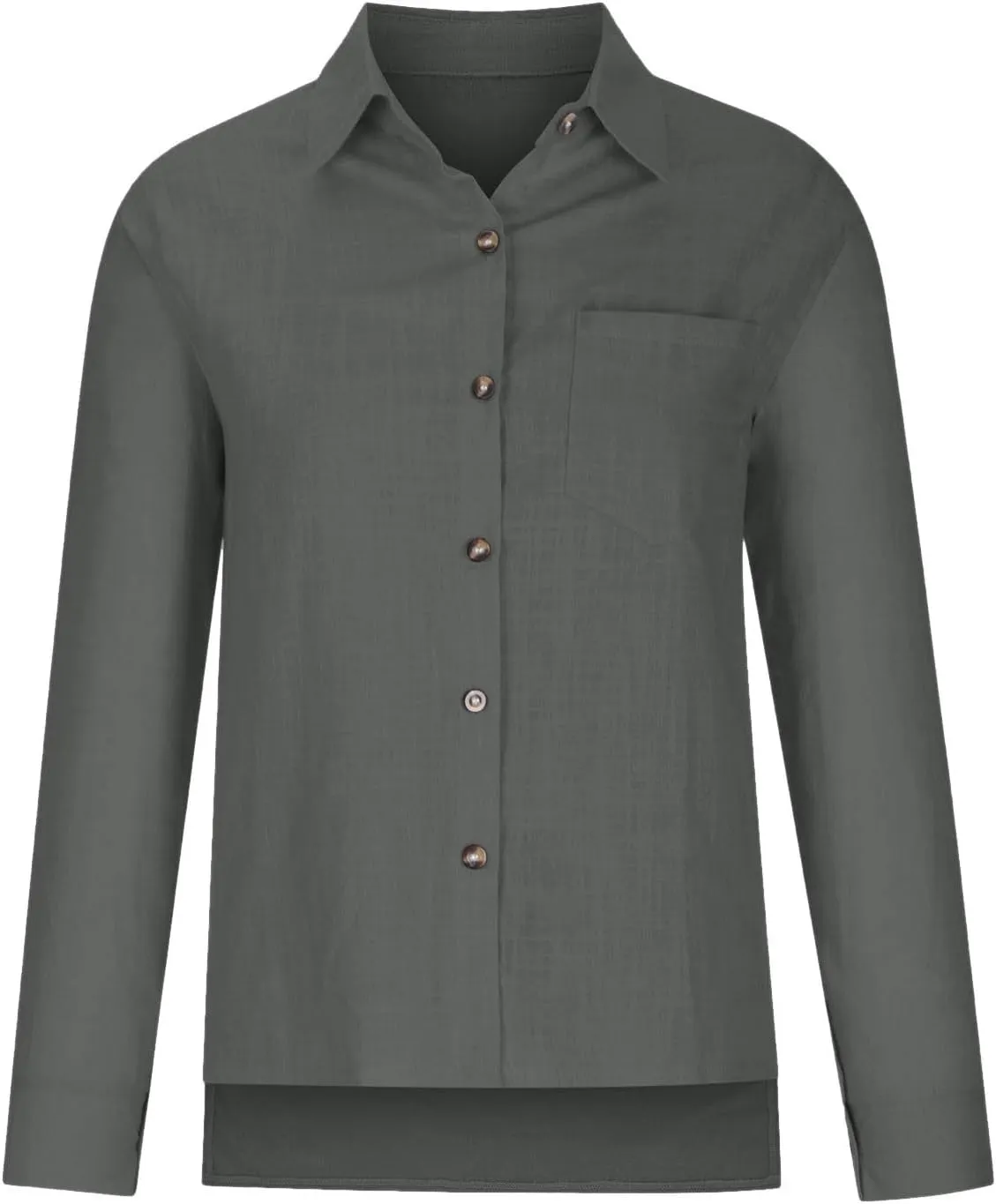 Linen Shirts for Women Summer Long Sleeve Lapel Button Down Shirt Lightweight Gauze Tops Loose Casual Blouses