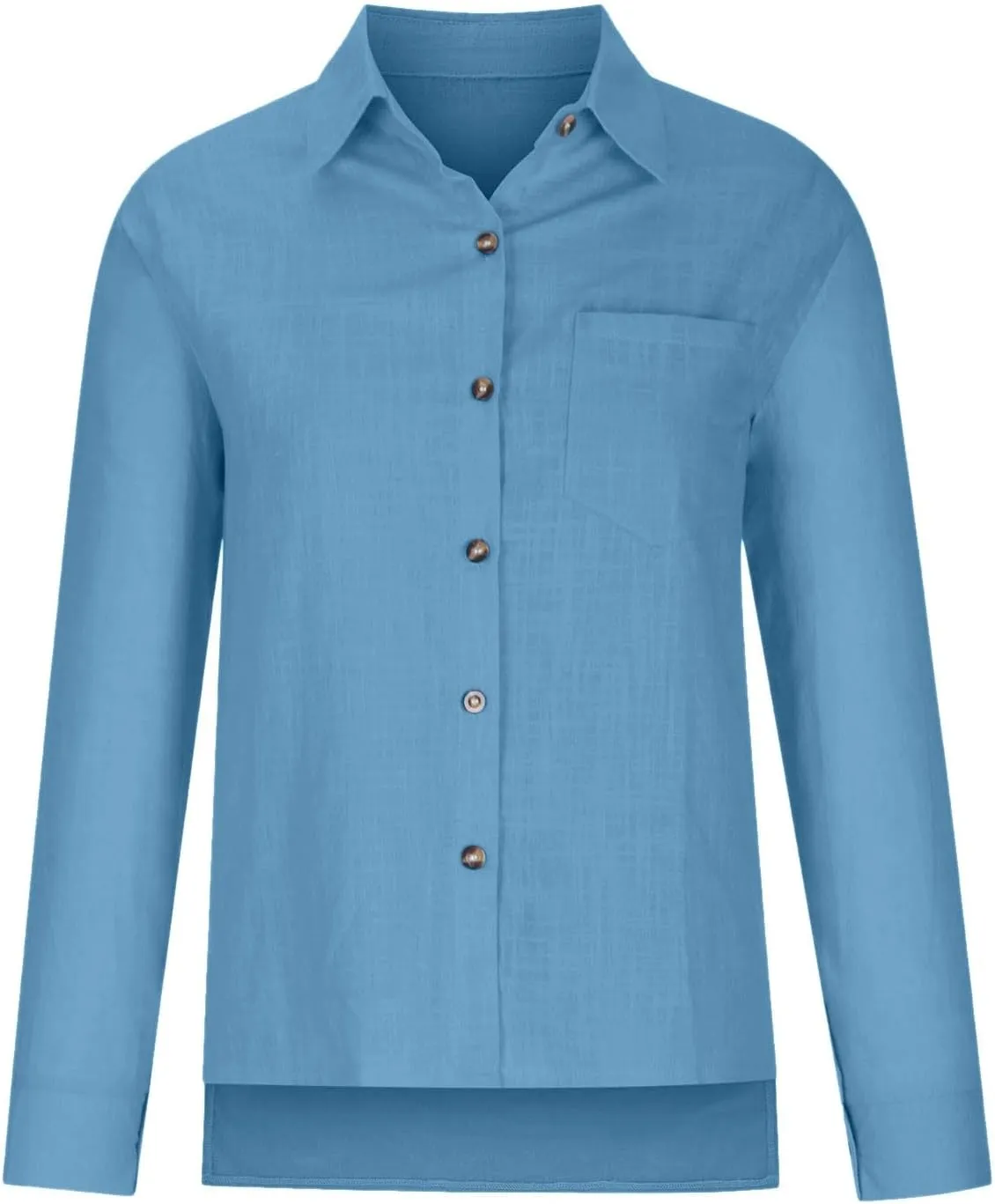 Linen Shirts for Women Summer Long Sleeve Lapel Button Down Shirt Lightweight Gauze Tops Loose Casual Blouses