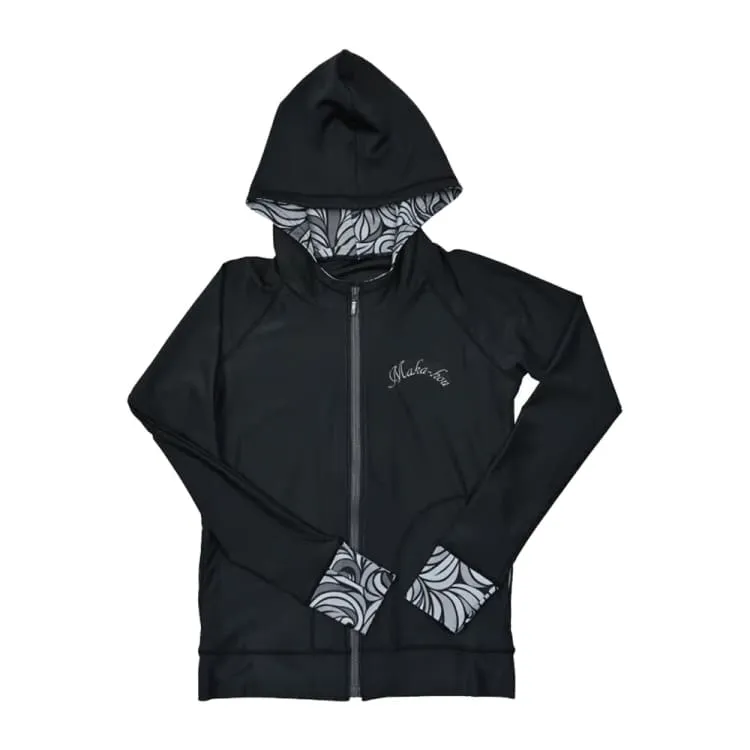 Maka-Hou Women Beach Parka Rashguard-BLACK WAVE (Japanese Brand)