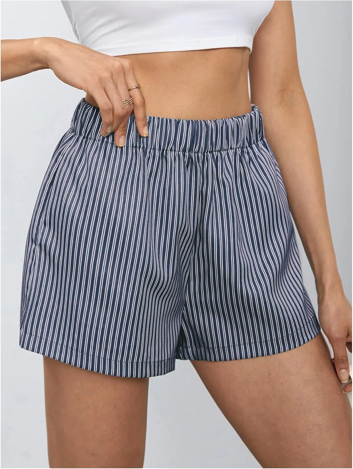 MakeMeChic Women's Elastic Waisted Plaid Shorts Lounge Pajama Shorts