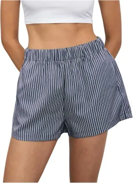 MakeMeChic Women's Elastic Waisted Plaid Shorts Lounge Pajama Shorts