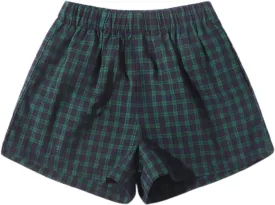 MakeMeChic Women's Elastic Waisted Plaid Shorts Lounge Pajama Shorts