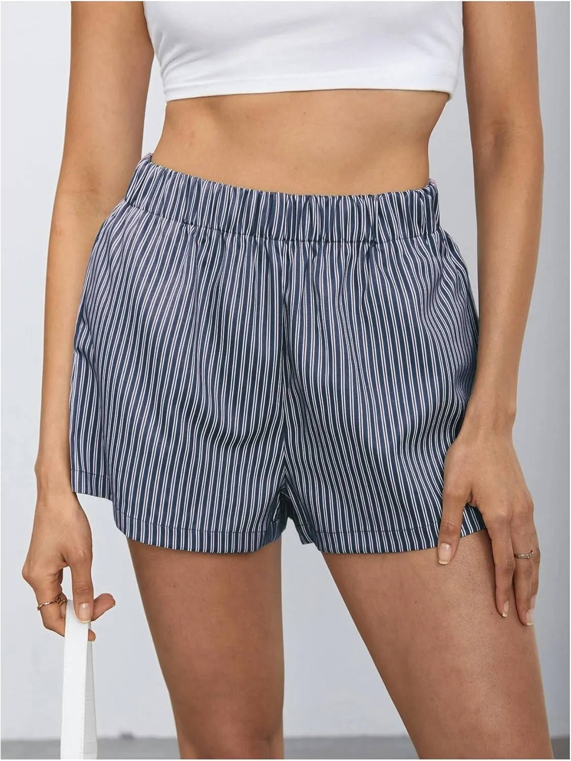 MakeMeChic Women's Elastic Waisted Plaid Shorts Lounge Pajama Shorts