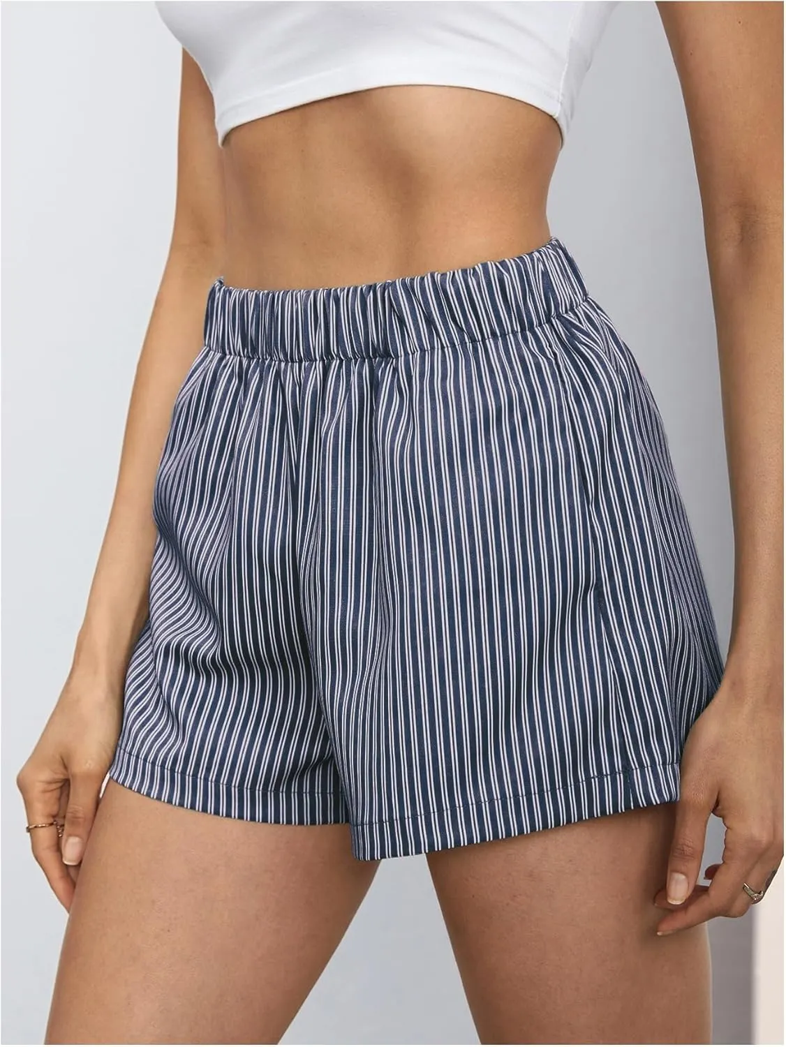 MakeMeChic Women's Elastic Waisted Plaid Shorts Lounge Pajama Shorts