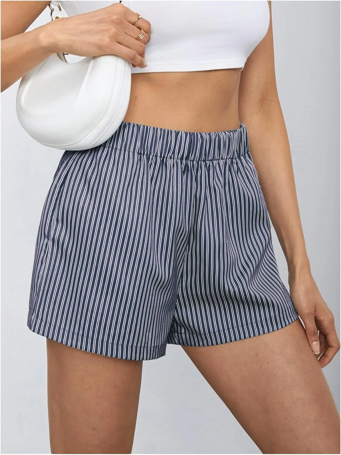MakeMeChic Women's Elastic Waisted Plaid Shorts Lounge Pajama Shorts