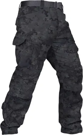 Men's Tactical Pants Camo Cargo Pants Ripstop Work Hiking Pants with 10 Pockets No Belt