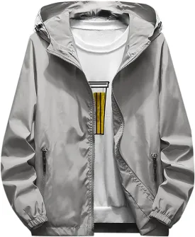 Men's Wind Breaker Jackets Rain Jacket Windbreaker Lightweight Shell Raincoat With Hood For Golf, M-7XL