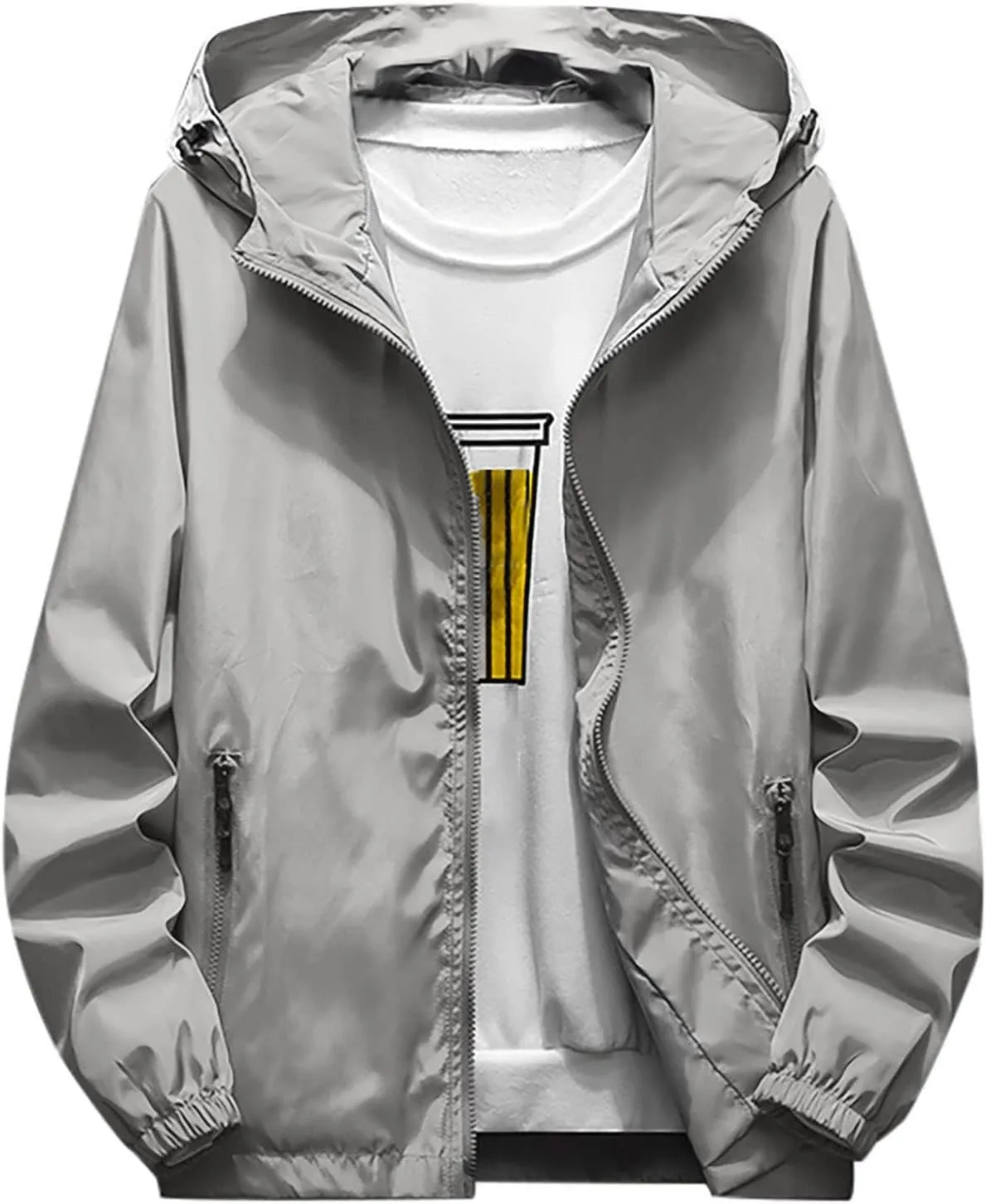 Men's Wind Breaker Jackets Rain Jacket Windbreaker Lightweight Shell Raincoat With Hood For Golf, M-7XL