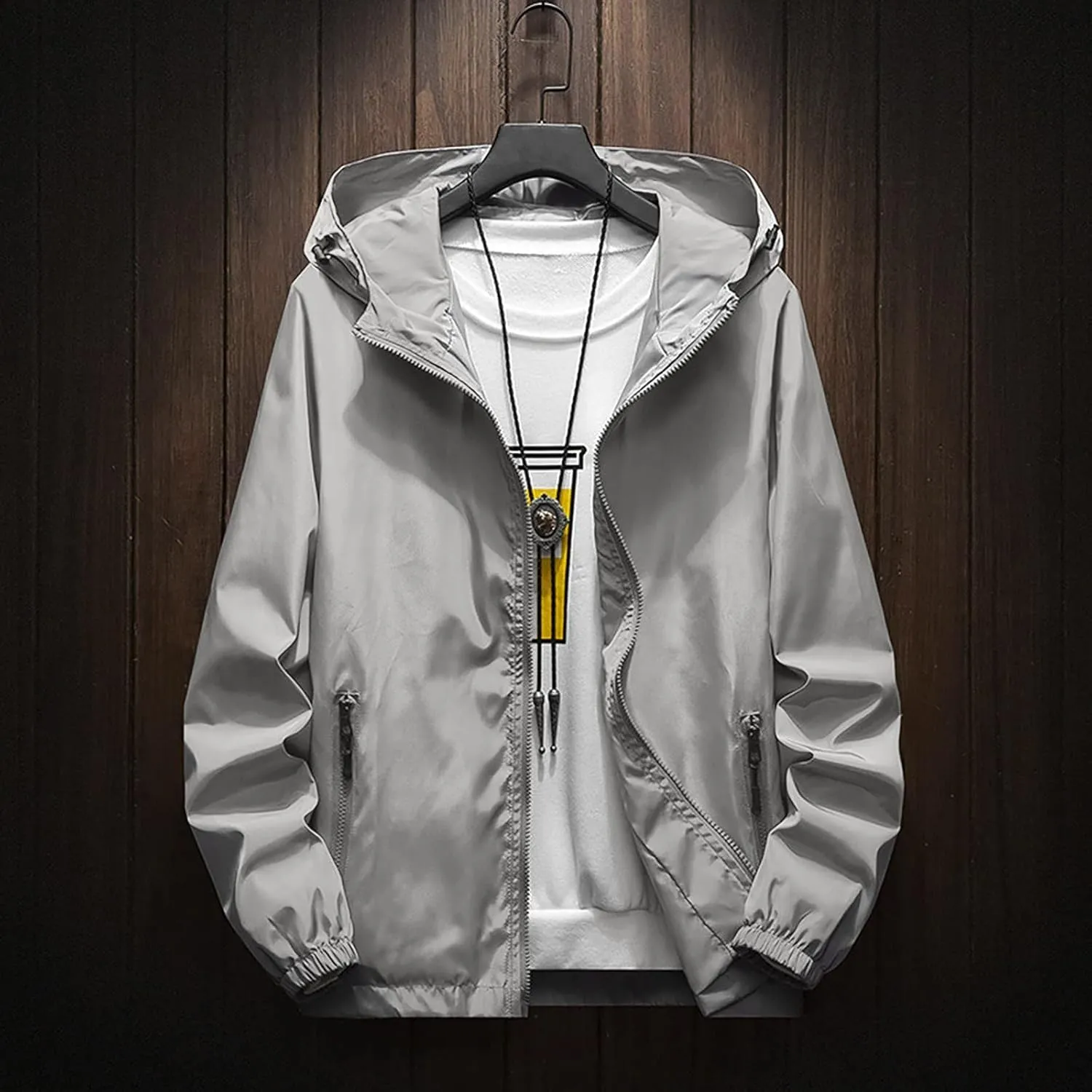 Men's Wind Breaker Jackets Rain Jacket Windbreaker Lightweight Shell Raincoat With Hood For Golf, M-7XL