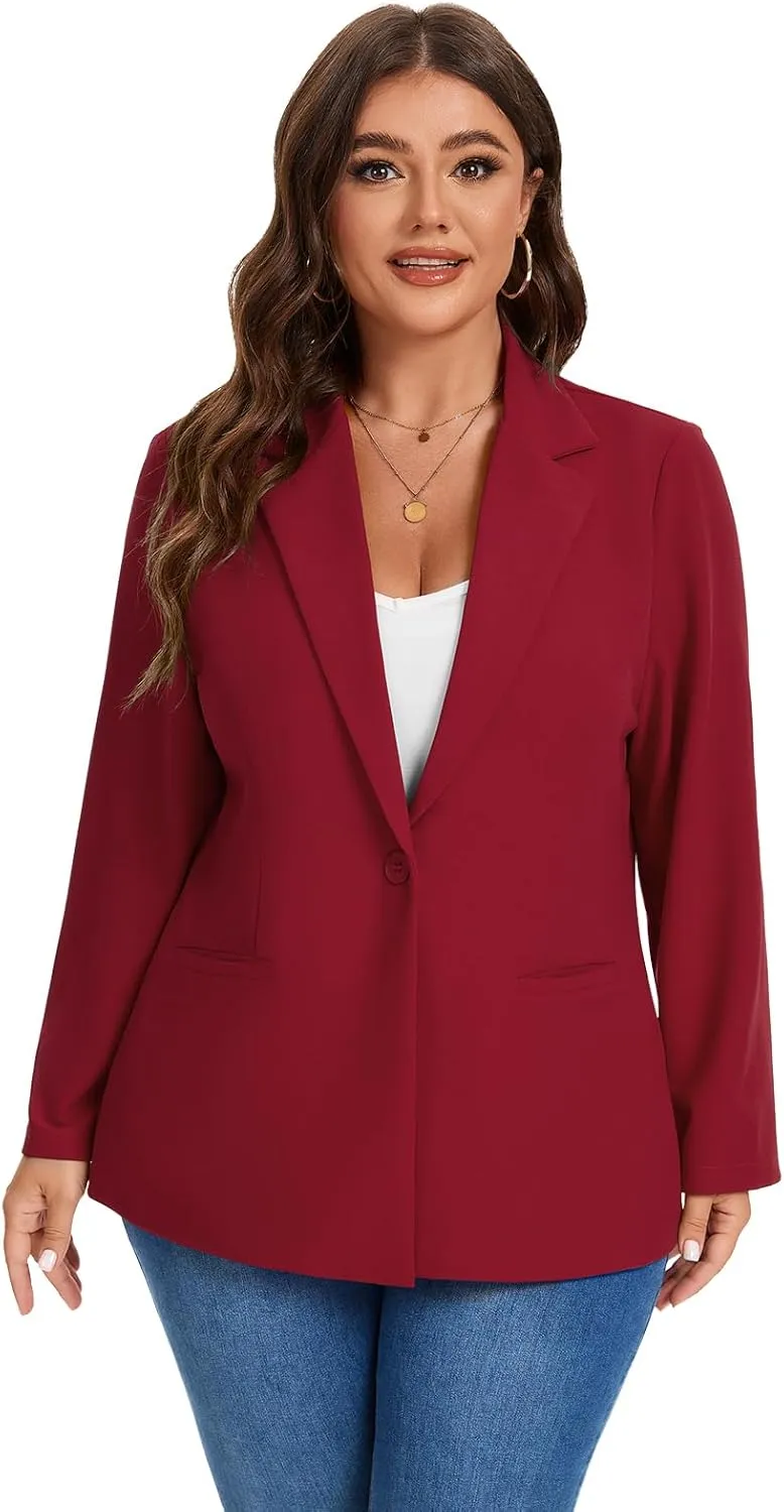 MINTLIMIT Women's Plus Size Blazer Jacket Long Sleeve Notch Lapel Casual Office Open Front Blazers with Pockets (XL-5XL)