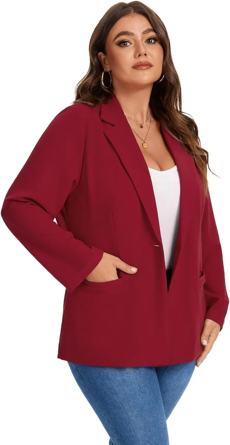 MINTLIMIT Women's Plus Size Blazer Jacket Long Sleeve Notch Lapel Casual Office Open Front Blazers with Pockets (XL-5XL)