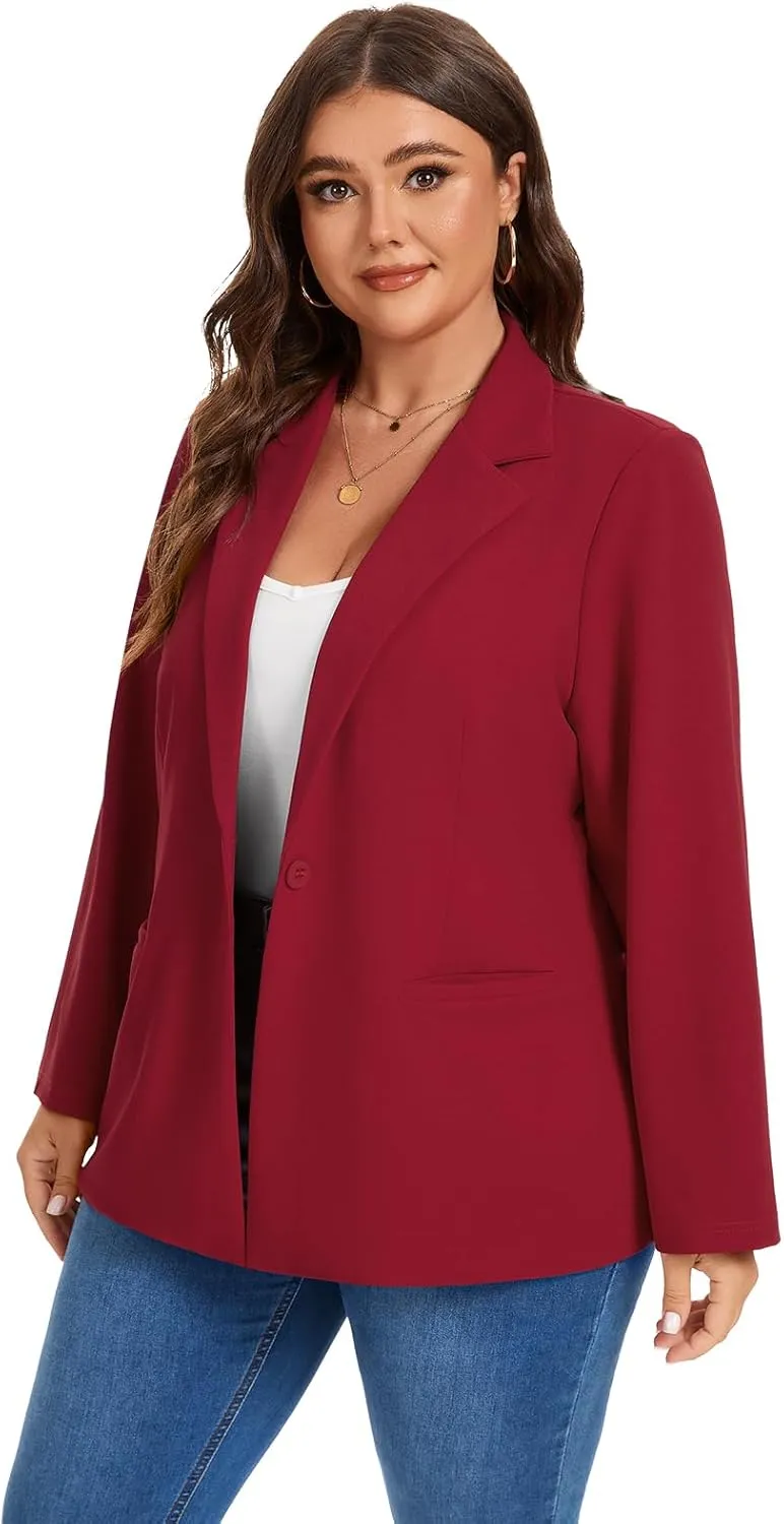 MINTLIMIT Women's Plus Size Blazer Jacket Long Sleeve Notch Lapel Casual Office Open Front Blazers with Pockets (XL-5XL)