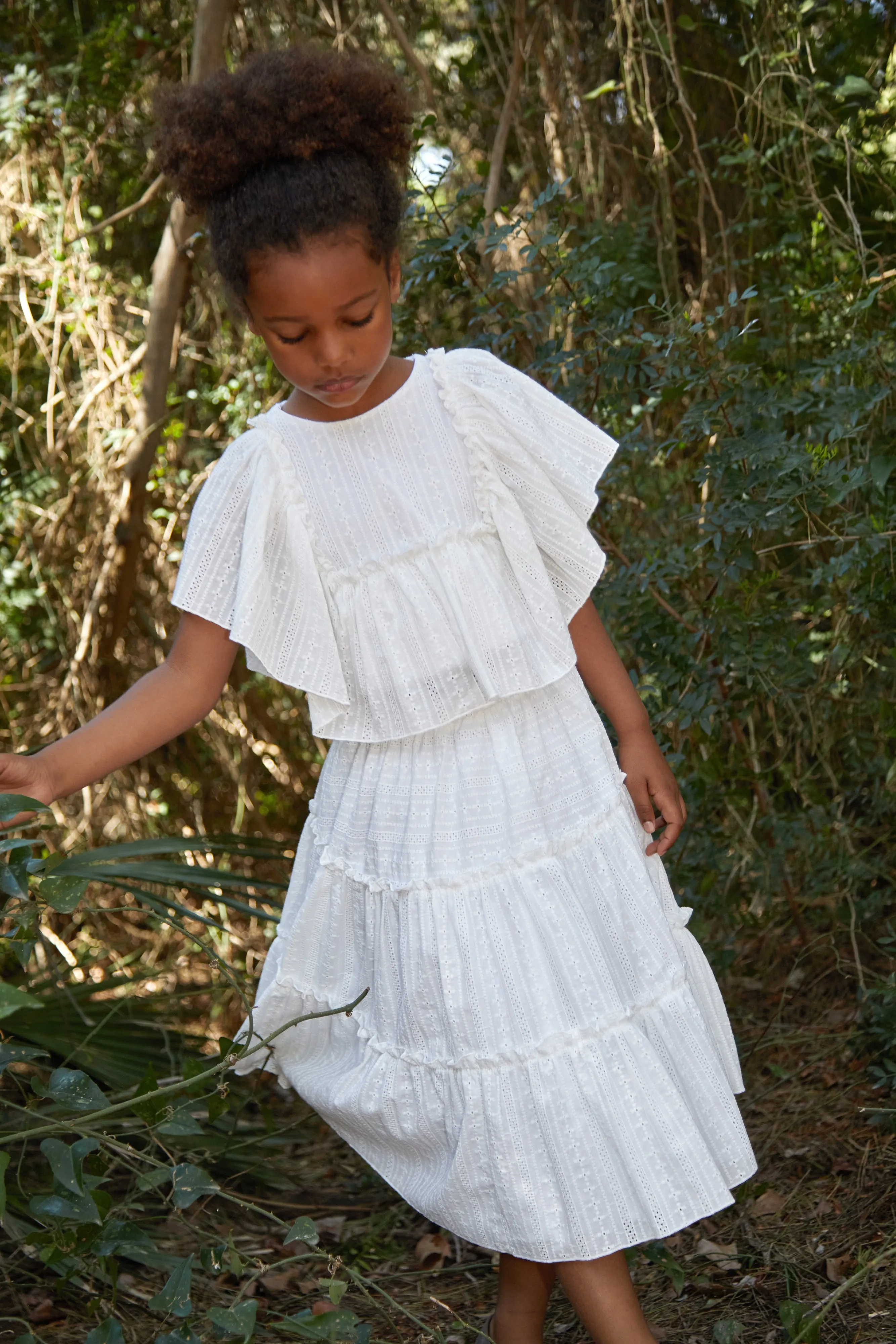 NC White Eyelet Ruffle Top