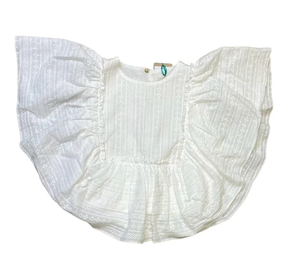 NC White Eyelet Ruffle Top