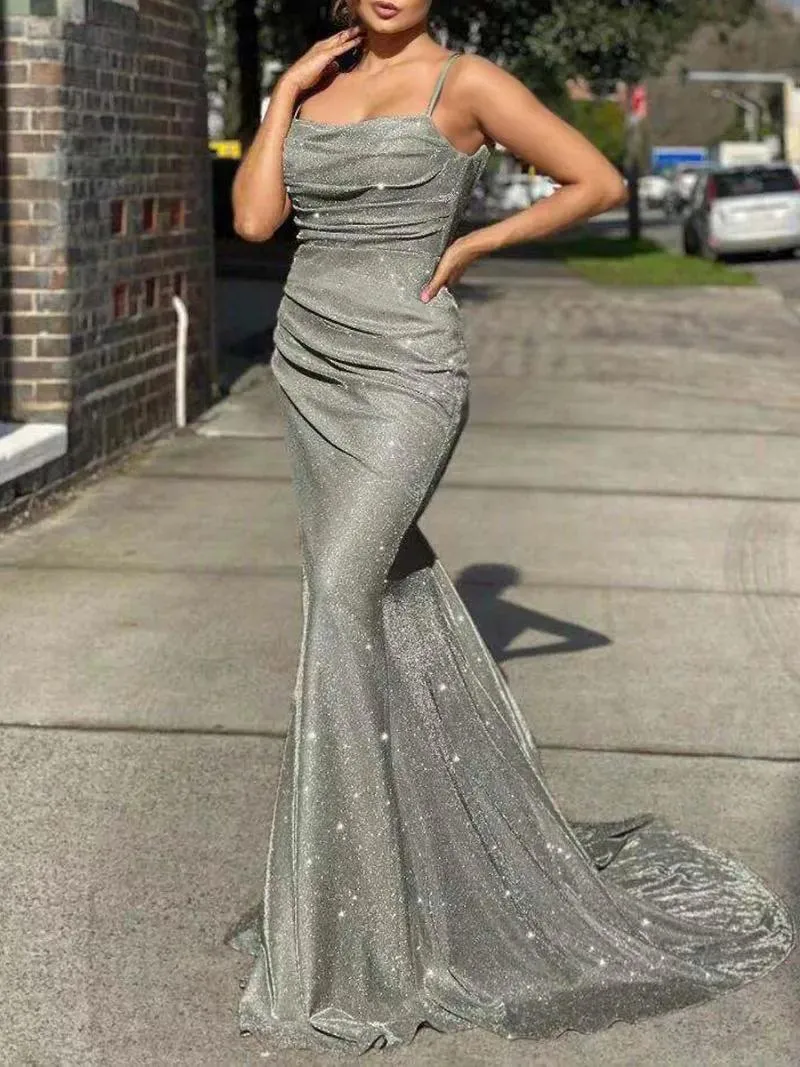 Party Dresses 2023 European And American Fforeign Trade Sleeveless Suspender Dress Slim Fishtail Skirt