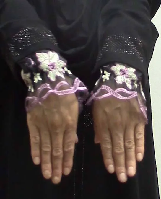 Protect Abaya Arm Sleeve Covers with Floral Embroidery & Lace 1 pair