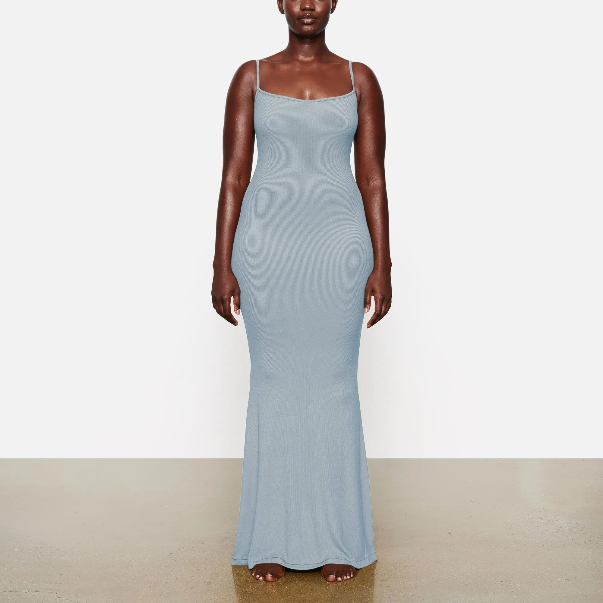 SOFT LOUNGE LONG SLIP DRESS | ARCTIC