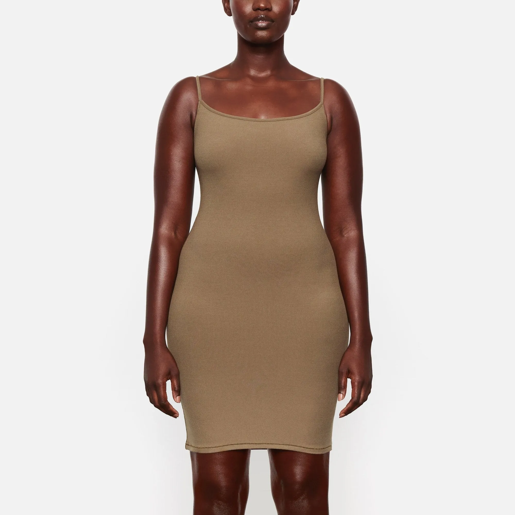 SOFT LOUNGE SLIP DRESS | ARMY