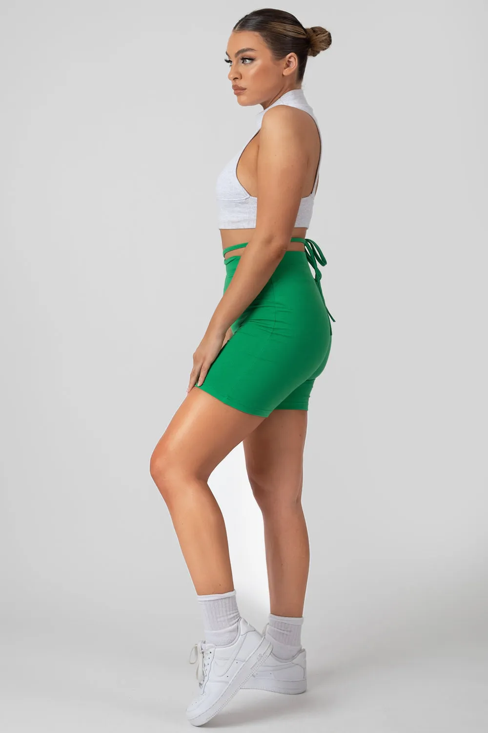 Tie Waist Cycling Shorts Green