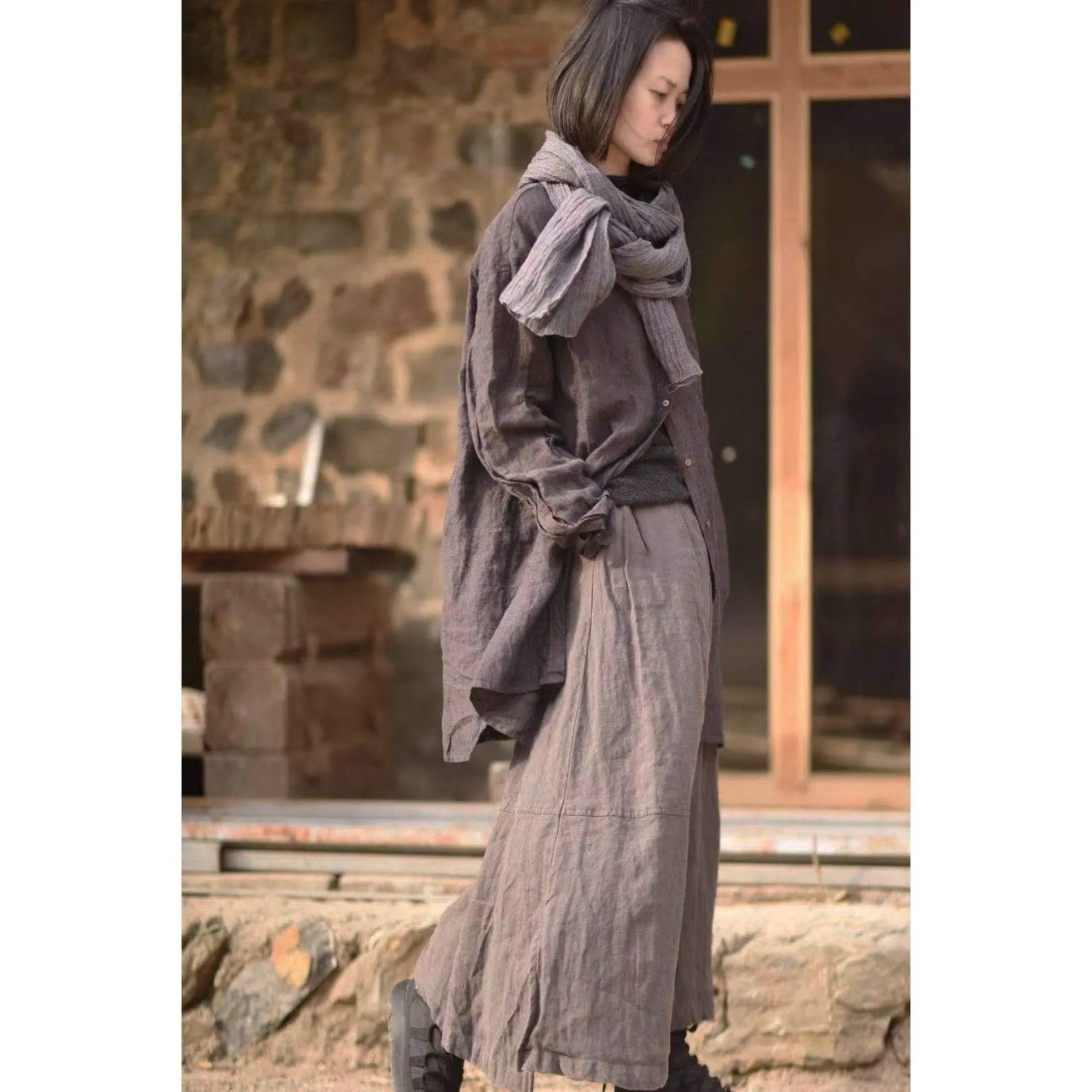 Tranquility Oversized Vintage Linen Skirt | Lotus