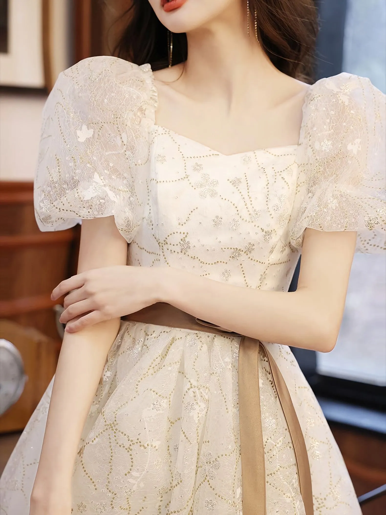 White A Line Lace Tulle Short Prom Dress White Homecoming Dress