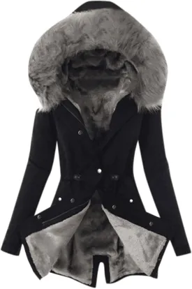 Winter Coats for Women Thicken Puffer Overcoat Warm Cold Weather Parka Jacket Plush Outwear with Removable Fur Trim