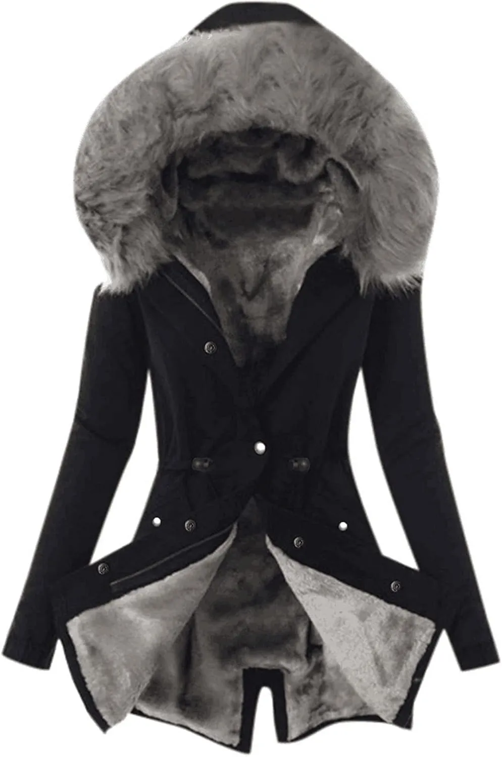Winter Coats for Women Thicken Puffer Overcoat Warm Cold Weather Parka Jacket Plush Outwear with Removable Fur Trim