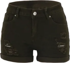 Women Ripped Jean Shorts Stretchy Distressed Denim Shorts with Pockets