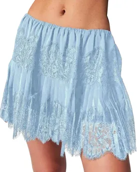 Women Y2k Lace Mini Skirts Low Rise Pleated Ruffle Flowy Skirt Half Slip Asymmetrical Layered Short Skirts Underskirt
