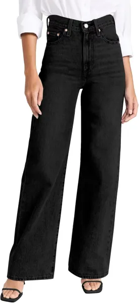 Women's Wide Leg Straight Jeans High Waisted Vintage Stretchy Tummy Control Trendy Recycled Denim Jeans for Women