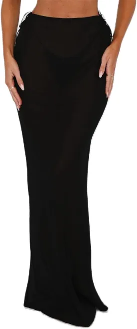 Women's Y2K Sheer Mesh Long Maxi Skirts Mid Waisted Cover Up See-Through Summer Skirts Beach Flowy Tulle Skirts