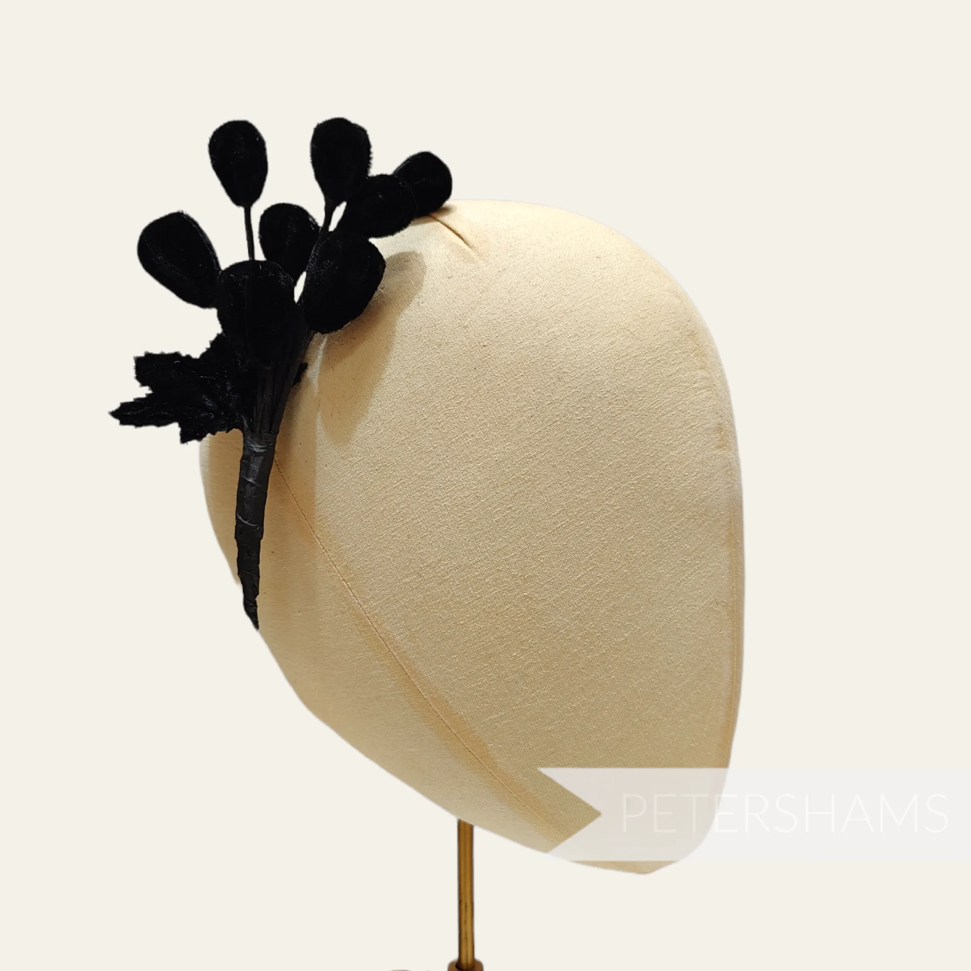 'Zoey' Velvet Bud Cluster and Leaf Millinery Mount